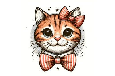 Cute kitty portrait with pin up bow tie on head