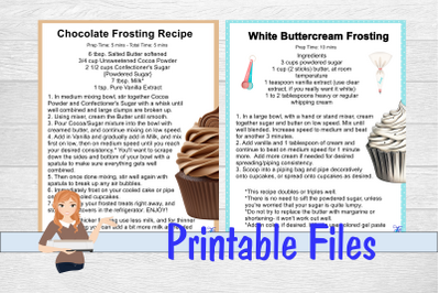 Chocolate &amp; White Buttercream Icing Recipe Cards