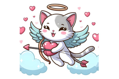 Cupid Kitty with Heart