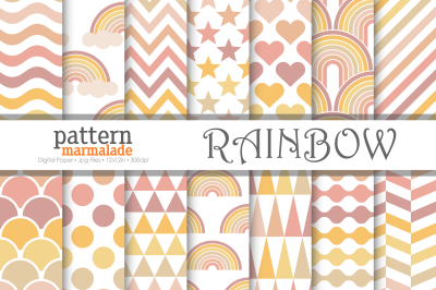 Rainbow Boho Autumn Digital Paper - Rainbow Pattern - BX003C