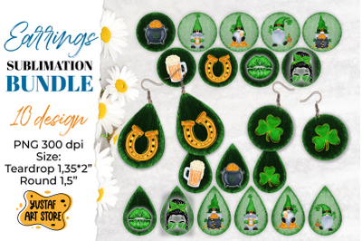 Patrick&#039;s Day Earrings Sublimation bundle.Teardrop and round