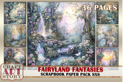 Fairyland journal Scrapbook Paper Pack,8x8 fantasy papers