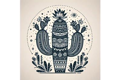 beautiful cactus silhouette boho style