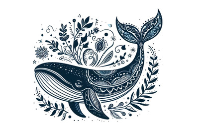 beautiful big whale silhouette boho style