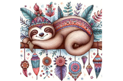 Whimsical sloth boho style