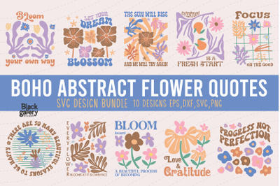 Boho Abstract Flower Quote SVG Bundle