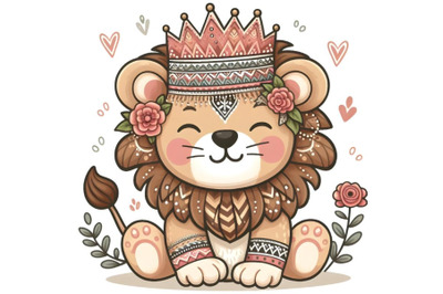 Cute Baby Lion Wearing Crown