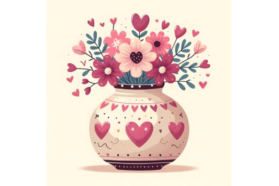 Decorative vase with cute hearts flower