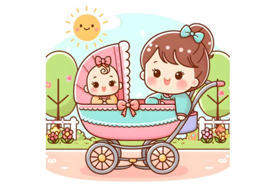 Baby girl in carriage