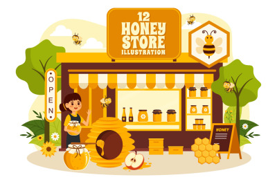 12 Honey Store Illustration