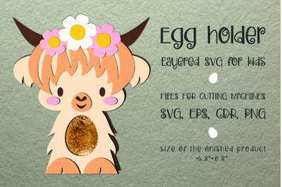 Highland Cow | Easter Egg Holder | Paper Craft Template