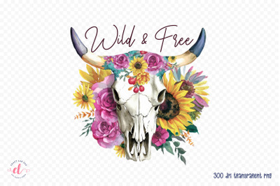 Wild &amp; Free, Flower Quote Sublimation