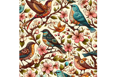 Spring pattern with birds
