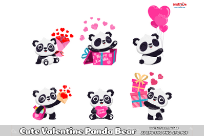 Cute Valentine Panda Bear ClipArt