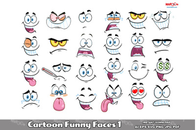 Cartoon Funny Faces ClipArt 1