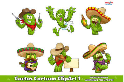 Cactus Cartoon ClipArt Set 1