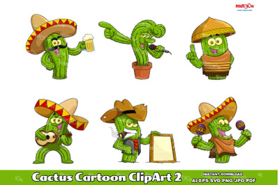 Cactus Cartoon ClipArt Set 2