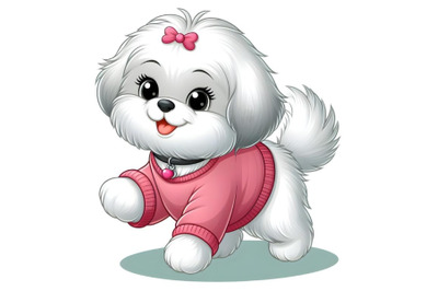 Maltese Puppy Dog is walking