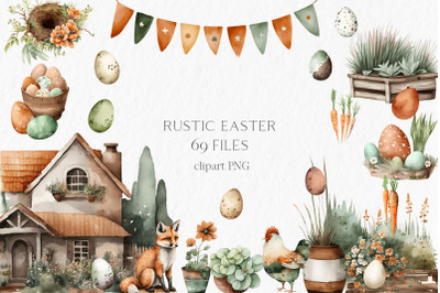 Rustic easter Watercolor Clipart