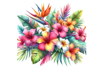 Bright tropical flowers