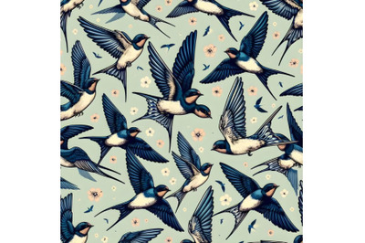 Seamless background with swallows