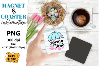 Spring magnet sublimation/Spring coaster PNG. Spring time