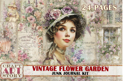 Vintage flower garden Junk Journal Kit,scrapbook