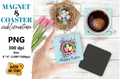 Easter magnet sublimation/Easter coaster PNG. Happy Easter