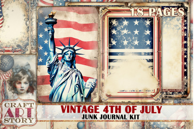 4th of July Junk Journal Pages,form Patriotic scrapbook