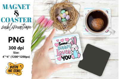 Spring magnet sublimation&2F;Spring coaster PNG. Easter bunny