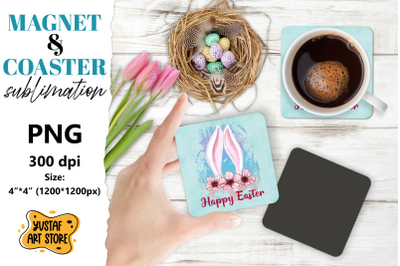 Easter magnet sublimation&2F;Easter coaster PNG. Happy Easter