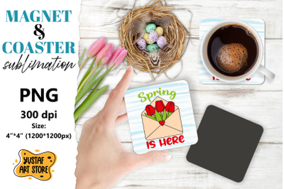 Spring magnet sublimation/Spring coaster PNG. Spring is here