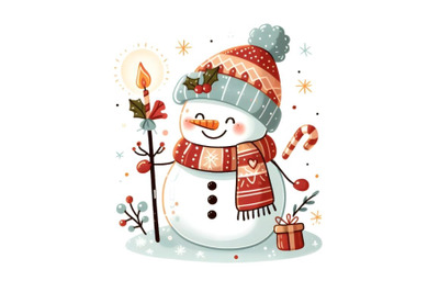 Cute Cartoon Christmas snowman