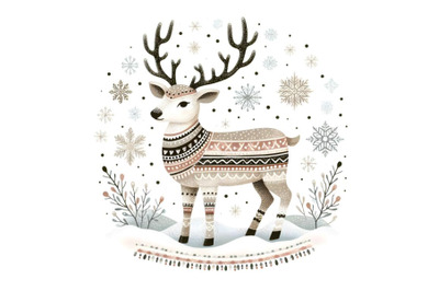 Reindeer in The Snow on a white background