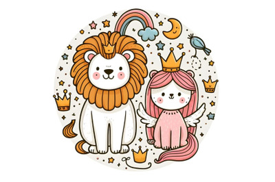 King lion Fairy Tale Character Girly Sticker