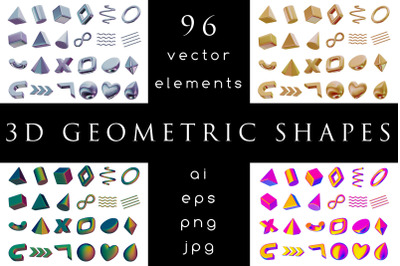 96 design elements in 3D style