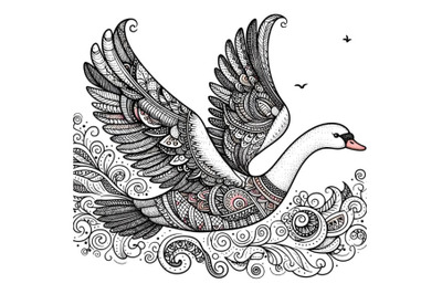 flying swan zentangle style