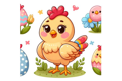 Pretty hen chicken vector illustration