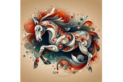 Floral Abstract Horse