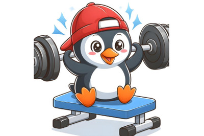 Fit Penguin Weight Lifting