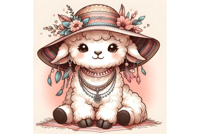 Cute Baby sheep Wearing A Hat