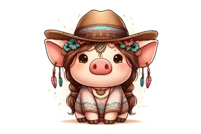 Cute Baby Piggy Wearing A Hat