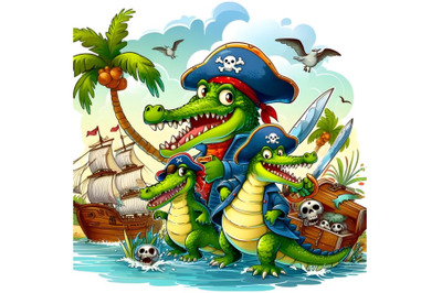 Crocodiles - pirates, colorful