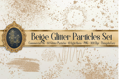 70 Beige Glitter Particles Set PNG Overlay Images
