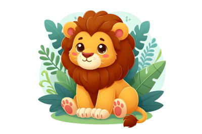 Adorable lion sitting