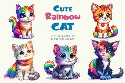 Cute rainbow Cats. TShirt Sticker.