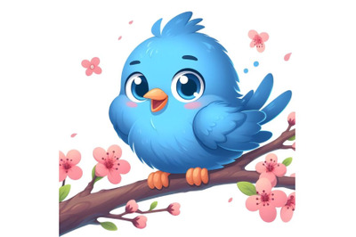 adorable cartoon blue bird