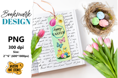 Happy Easter Bookmark printable. Easter chicks bookmark PNG