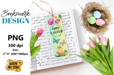 Happy Easter Bookmark printable. Easter chick bookmark PNG