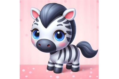 Cute cartoon  3D zebra